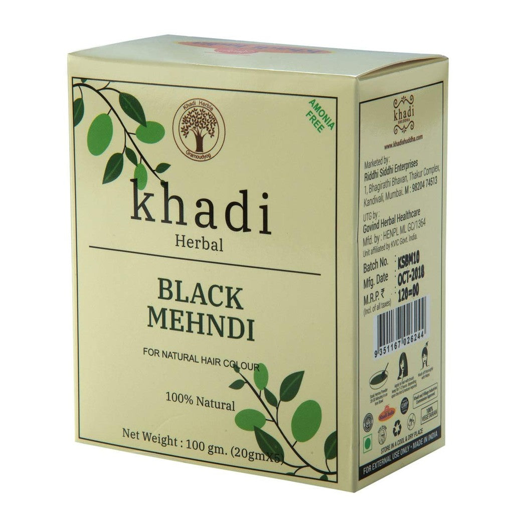 Khadi Shuddha Black Mehndi Natural Hair Colour - 100g Khadi Shudda