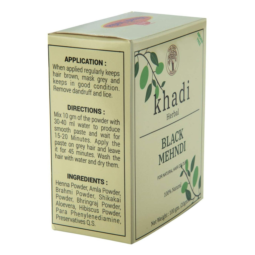 Khadi Shuddha Black Mehndi Natural Hair Colour - 100g Khadi Shudda