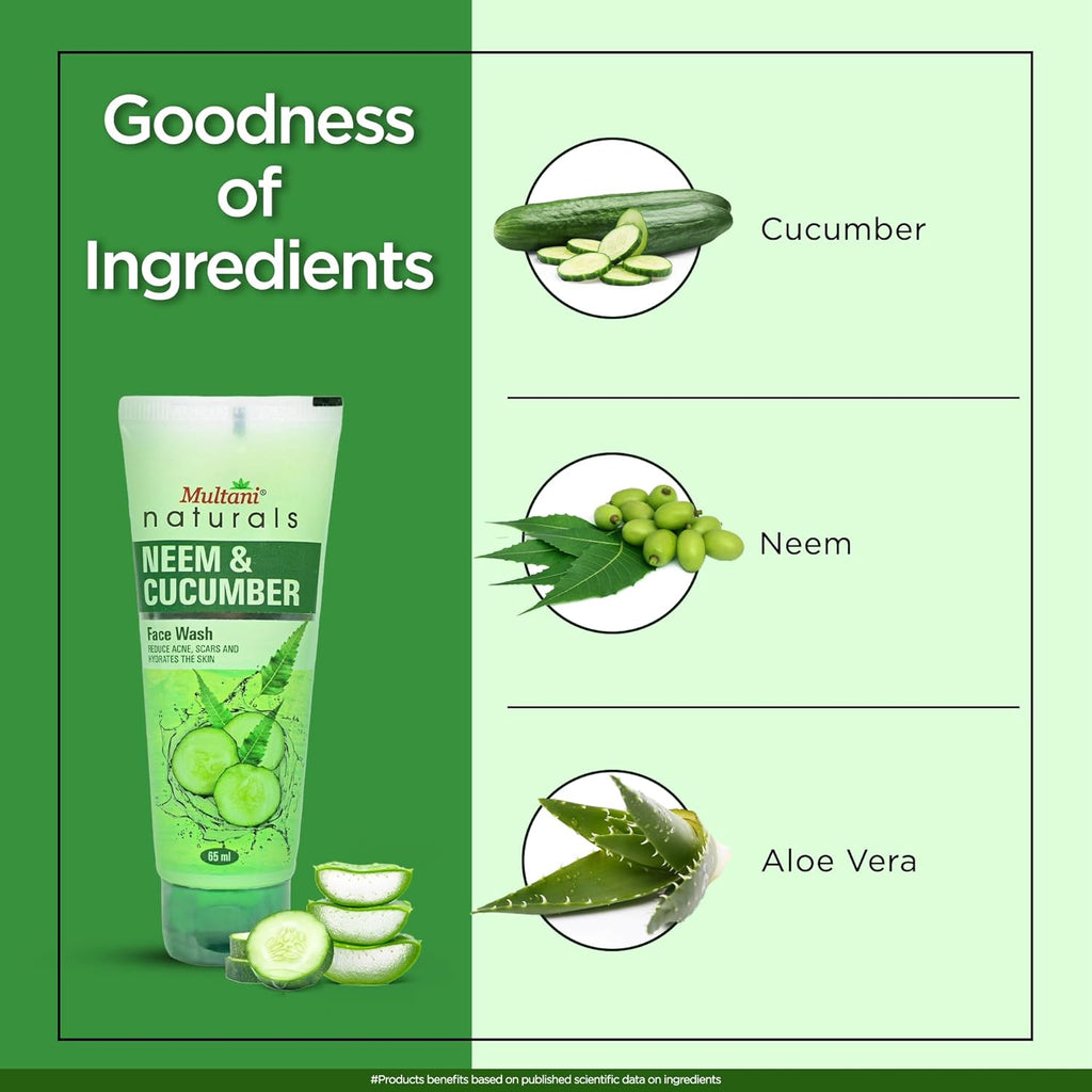 Multani Naturals Neem & Cucumber Face Wash – 65ml Multani Naturals