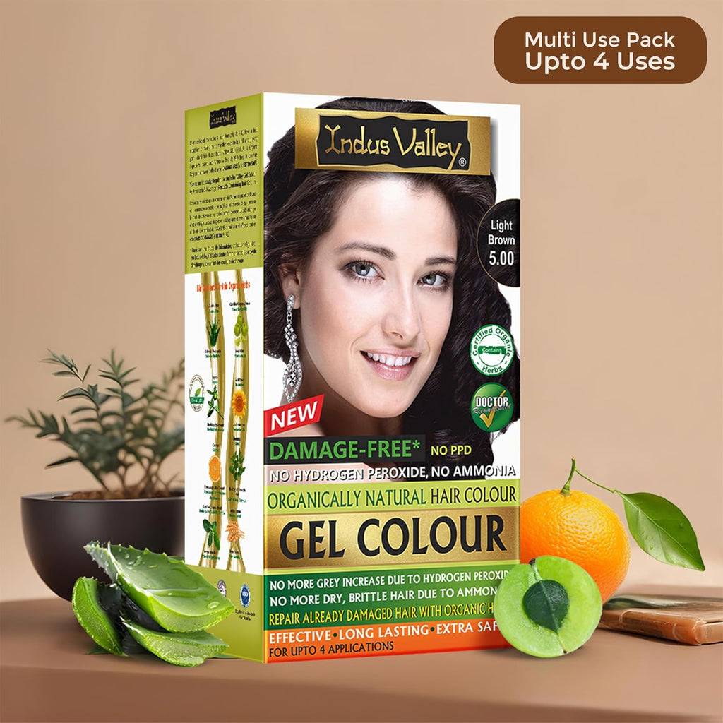 Indus Valley Natural Gel Hair Colour Light Brown - 220ml Indus Valley